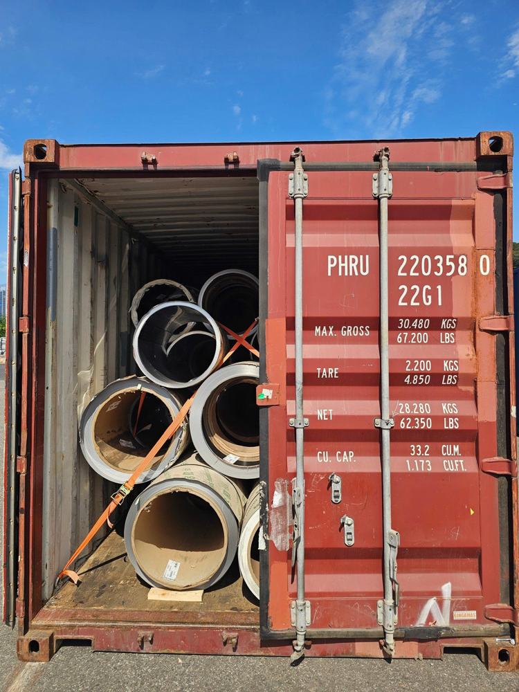 Stainless coils loaded in a container by Inox Ngoc Trang